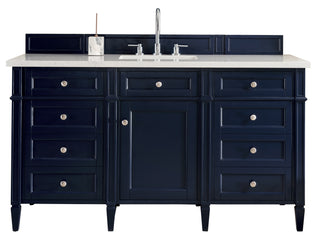 60 Inch Brittany Freestanding Vanity in Victory Blue / Carrara White Top