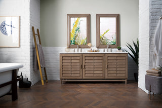 72 Inch Portland Freestanding Vanity in Whitewashed Walnut / Arctic Fall Top
