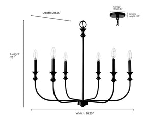 Savanne 6-Light Chandelier Ceiling Light Matte Black