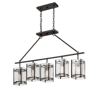 Glenwood Five Light Linear Chandelier in English Bronze