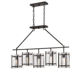 Glenwood Five Light Linear Chandelier in English Bronze
