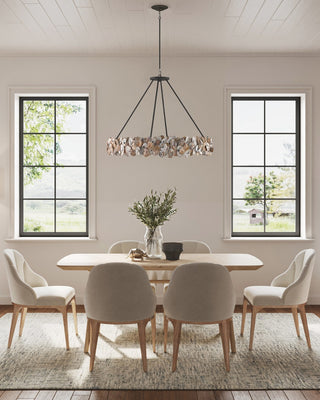 Oyster Shell Eight Light Chandelier in Natural/Textured Bronze