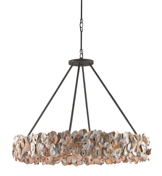 Currey and Company - 9672 - Eight Light Chandelier - Oyster Shell - Natural/Textured Bronze