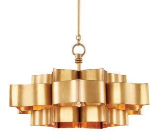Grand Lotus One Light Chandelier in Antique Gold Leaf