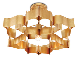 Grand Lotus One Light Chandelier in Antique Gold Leaf