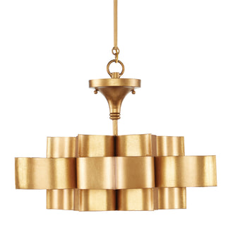 Grand Lotus One Light Chandelier in Antique Gold Leaf