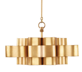 Grand Lotus One Light Chandelier in Antique Gold Leaf