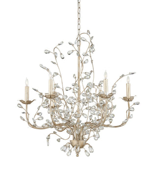 Crystal Bud Six Light Chandelier in Silver Granello
