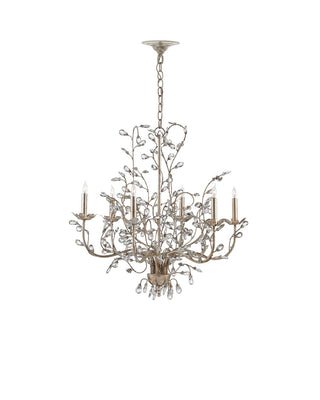 Crystal Bud Six Light Chandelier in Silver Granello