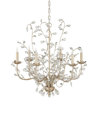Crystal Bud Six Light Chandelier in Silver Granello