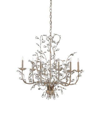 Currey and Company - 9973 - Six Light Chandelier - Crystal Bud - Silver Granello
