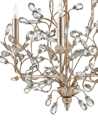 Crystal Bud Three Light Chandelier in Silver Granello