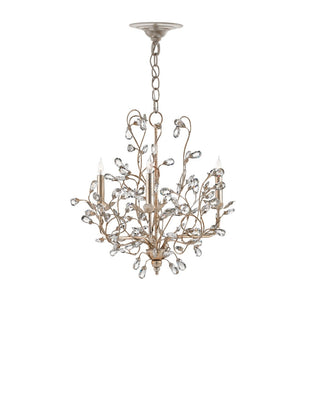 Crystal Bud Three Light Chandelier in Silver Granello