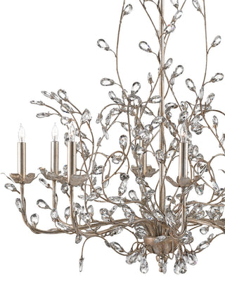 Crystal Bud Eight Light Chandelier in Silver Granello