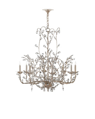 Crystal Bud Eight Light Chandelier in Silver Granello