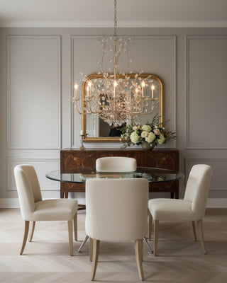 Crystal Bud Eight Light Chandelier in Silver Granello