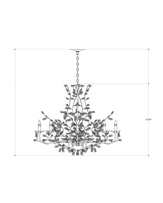 Crystal Bud Eight Light Chandelier in Silver Granello
