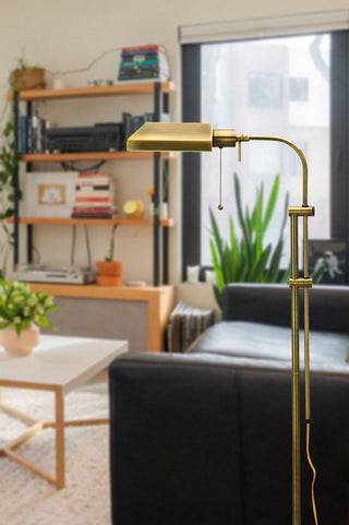 Pharmacy One Light Floor Lamp in Antique Brass
