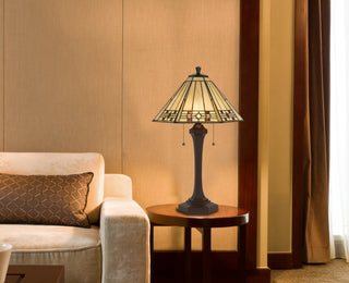 Tiffany Two Light Table Lamp in Matt Black