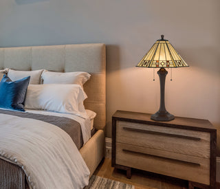 Tiffany Two Light Table Lamp in Matt Black