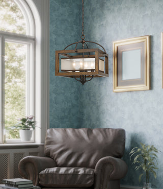 Semi flush Four Light Pendant in Dark Bronze