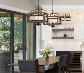 Semi flush Four Light Pendant in Dark Bronze