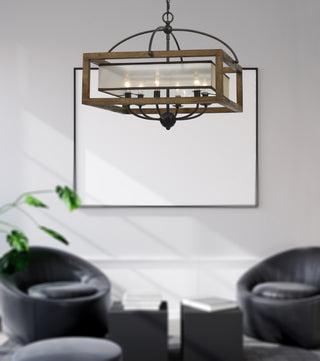 Square Six Light Chandelier in Dark Bronze