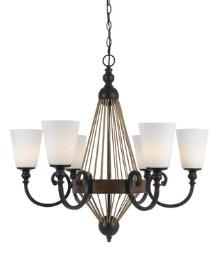 Cal Lighting - FX-3563/6 - Six Light Chandelier - MONTICELLO - Metal/Wood