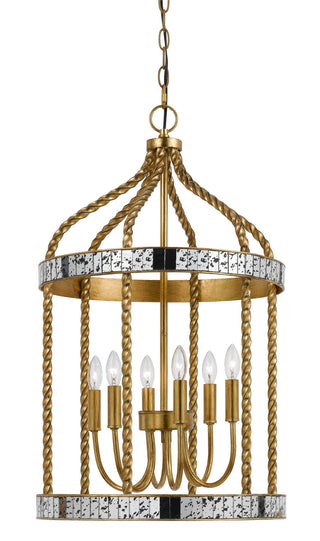 Cal Lighting - FX-3599-6 - Six Light Pendant - GLENWOOD - French Gold/Antiqued Mirror
