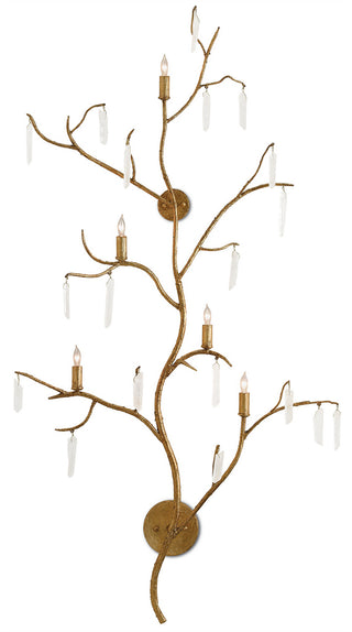 Currey and Company - 5000-0014 - Five Light Wall Sconce - Forest Light - Washed Lucerne Gold/Natural