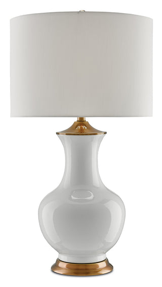 Lilou One Light Table Lamp in White/Antique Brass