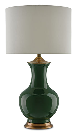 Lilou One Light Table Lamp in Green/Antique Brass