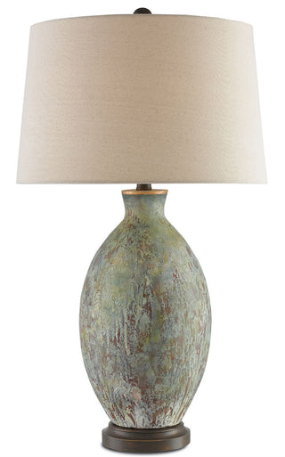 Remi One Light Table Lamp in Green/Dark Red/Bronze Gold