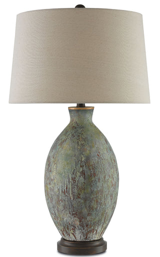 Remi One Light Table Lamp in Green/Dark Red/Bronze Gold