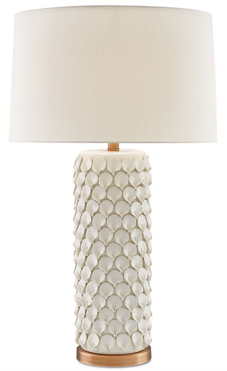 Calla Lily One Light Table Lamp in Cream/Antique Brass
