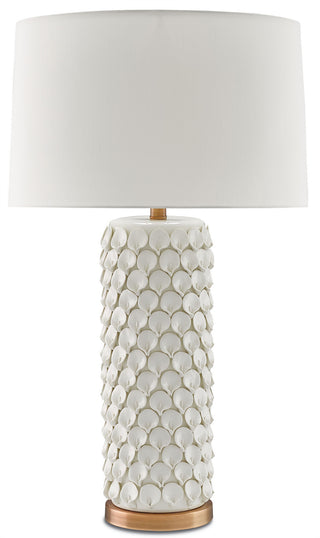 Calla Lily One Light Table Lamp in Cream/Antique Brass