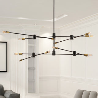 Lyrique 12 Light Chandelier in Bronze with Brass Accents