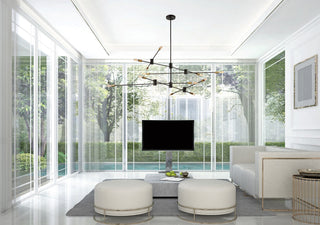 Lyrique 12 Light Chandelier in Bronze with Brass Accents