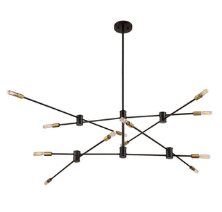 Lyrique 12 Light Chandelier in Bronze with Brass Accents