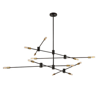 Lyrique 12 Light Chandelier in Bronze with Brass Accents
