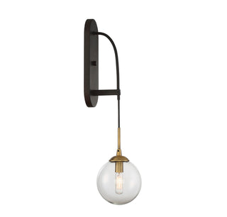 Fulton One Light Wall Sconce in English Bronze and Warm Brass