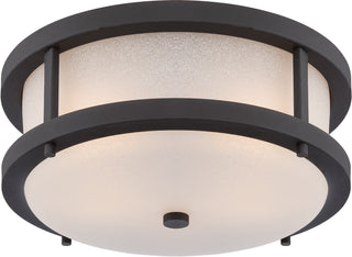 Nuvo Lighting - 62-653 - LED Outdoor Flush Mount - Willis - Textured Black / Antique White Glass
