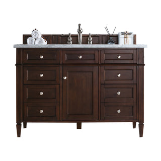 48 Inch Brittany Freestanding Vanity in Burnished Mahogany / Carrara White Top