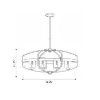 Kirkland Six Light Linear Chandelier in English Bronze and Warm Brass