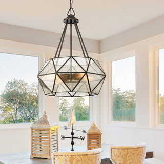 Tartan Four Light Pendant in Oiled Burnished Bronze