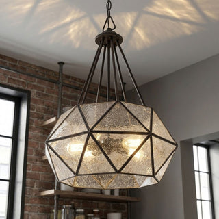 Tartan Four Light Pendant in Oiled Burnished Bronze