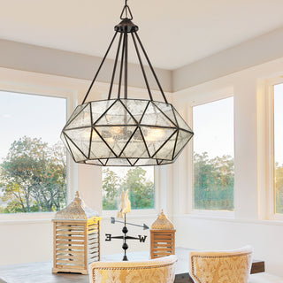 Tartan Five Light Pendant in Oiled Burnished Bronze