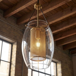 Dunbar One Light Pendant in Warm Brass with Bronze Accents