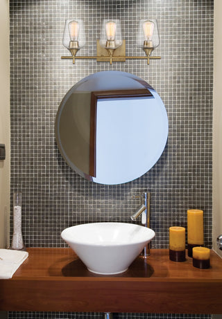 Octave Three Light Bath Bar in Warm Brass