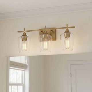 Octave Three Light Bath Bar in Warm Brass